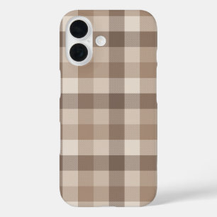 Funda iPhone 16 Gingham a cuadros bronceado tierra neutral