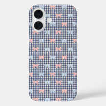 Gingham Azul Blanco Rosa Azul Lazos Coquette De Mo