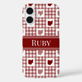 Funda iPhone 16 Gingham Rojo de Ohio
