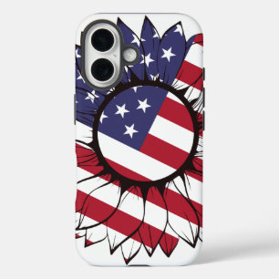 Funda iPhone 16 Girasol Patriótico Americano