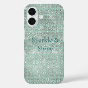 Funda iPhone 16 Girly Mint Glitzy Sparkle