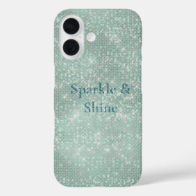 Funda iPhone 16 Girly Mint Glitzy Sparkle (Reverso )
