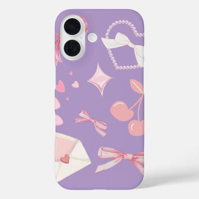 Funda iPhone 16 Girly Pastel Pink Lilac - Cute Feminine Aesthetic  (Reverso )