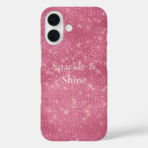 Funda iPhone 16 Girly Pink Glitzy Sparkle