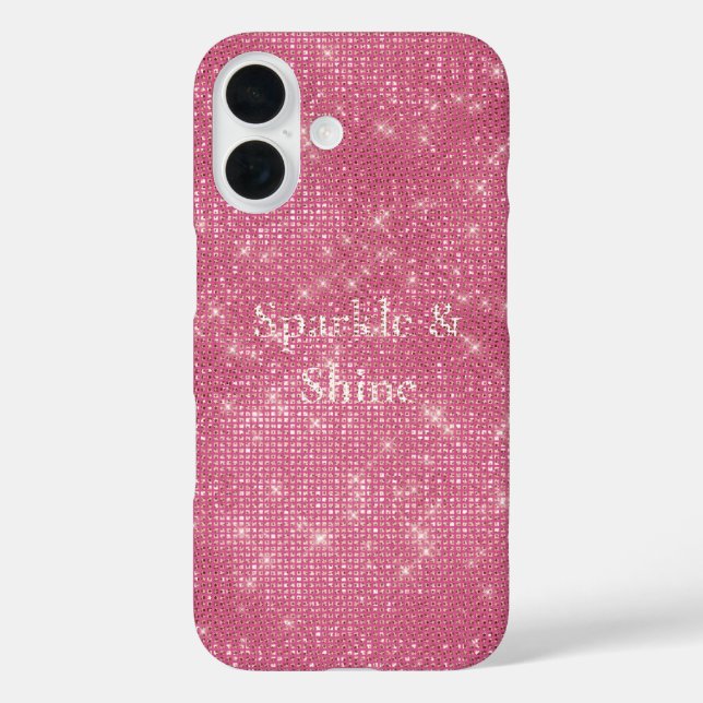 Funda iPhone 16 Girly Pink Glitzy Sparkle (Reverso )