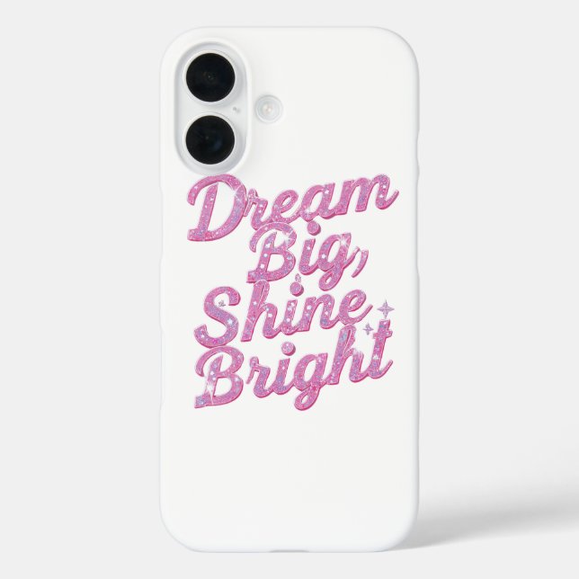 Funda iPhone 16 Girly Pink Sparkle Motivational Quote (Reverso )