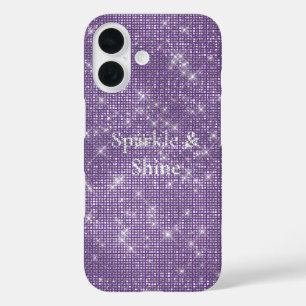 Funda iPhone 16 Girly Purple Glitzy Sparkle
