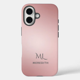 Funda iPhone 16 Girly Rose Gold Ombre Personalized Name