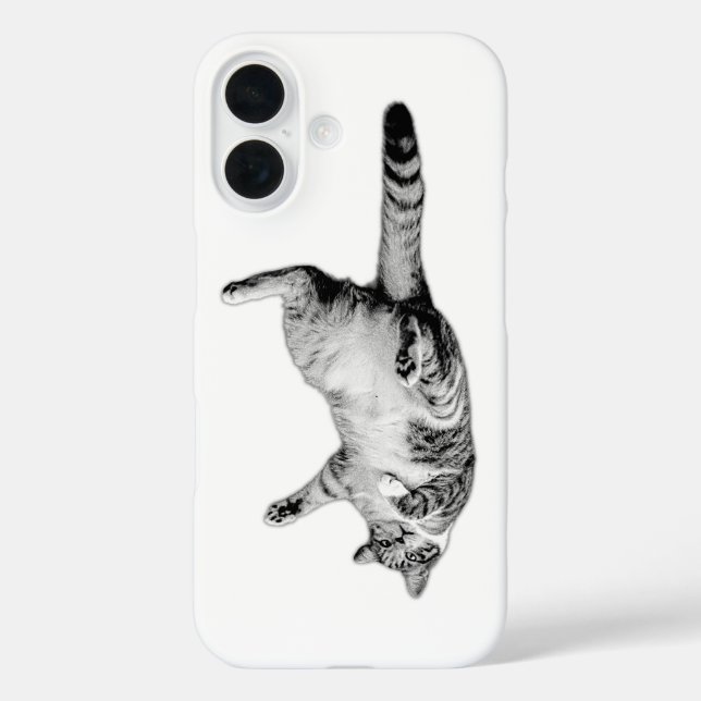Funda iPhone 16 Giro curioso en blanco y negro (Reverso )