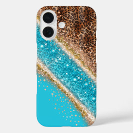 Funda iPhone 16 Glamorous Glitter Leopard Phone Case Design