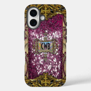 Funda iPhone 16 Gleemshore Grace Victorian bling Monograma