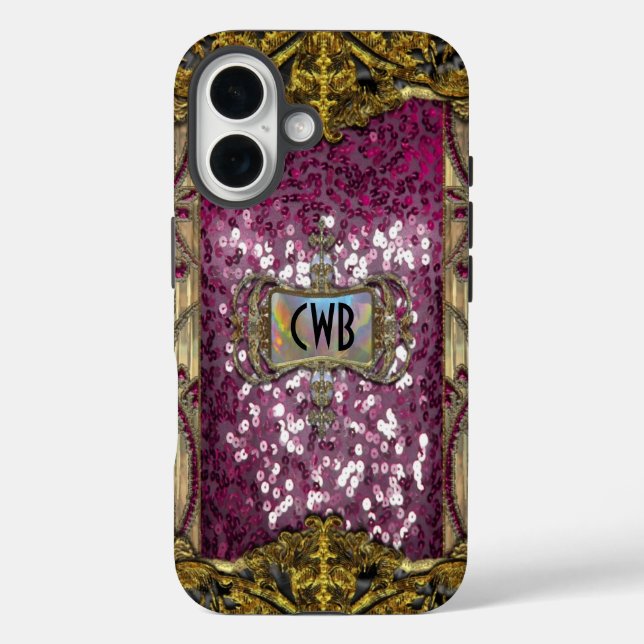 Funda iPhone 16 Gleemshore Grace Victorian bling Monograma (Reverso )