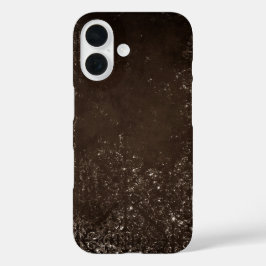 Funda iPhone 16 Glimmery Bronze Grunge | Rich Brown Glam Damask