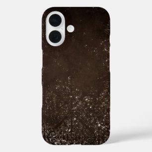 Funda iPhone 16 Glimmery Bronze Grunge   Rich Brown Glam Damask
