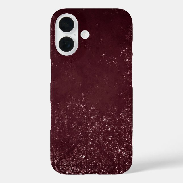Funda iPhone 16 Glimmery Wine Grunge | Sangria Bordeaux Damask (Reverso )