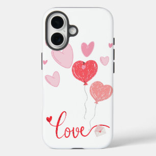 Funda iPhone 16 Globos de amor y corazones adorables - Valentine l