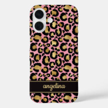 Gold Foil On Pink Leopard Print Monogrammed
