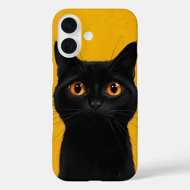 Funda iPhone 16 Golden Gaze: Black Cat iPhone 16 Case (Reverso )