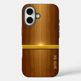 Funda iPhone 16 Golden Line Luxury Wood