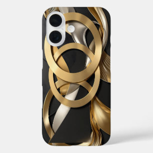 Funda iPhone 16 Golden Rings Resumen Arte - Diseño de lujo moderno