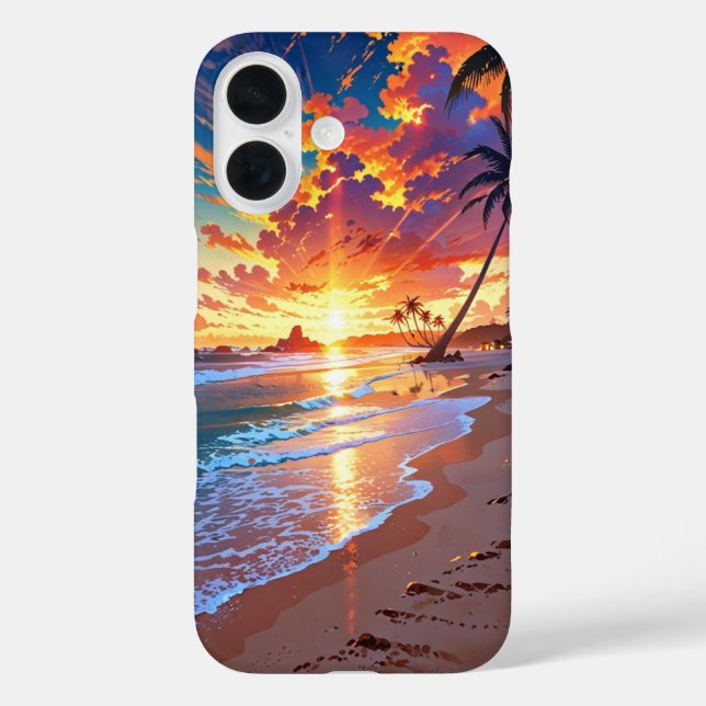 Funda iPhone 16 Golden Sunset Anime Beach (Reverso )