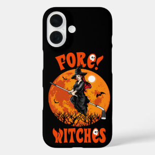Funda iPhone 16 ¡Golpe! Palo de Golf de Brujas Bruja Montando Hall