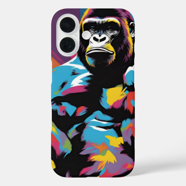 Funda iPhone 16 Gorilla Bodybuilder Lifter Pop Art Personalizado (Reverso )