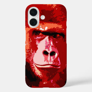 Funda iPhone 16 Gorilla de arte pop rojo
