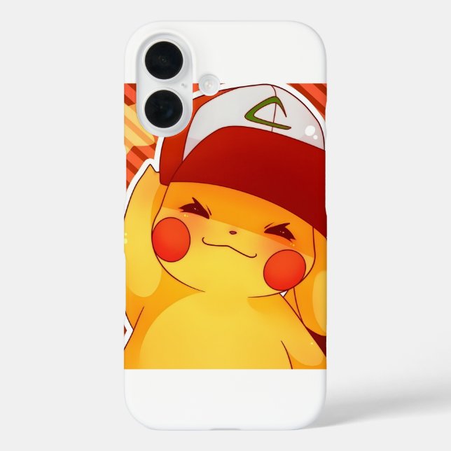 Funda iPhone 16 Gorra de entrenador de Pikachu (Reverso )
