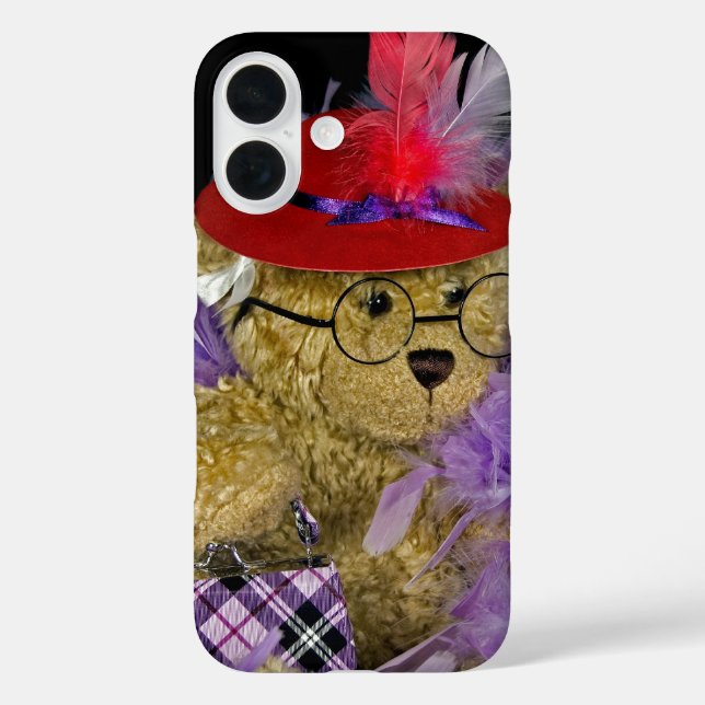 Funda iPhone 16 Gorra rojo Teddy Bear (Reverso )