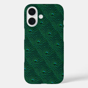 Funda iPhone 16 Gotas de agua en metal verde