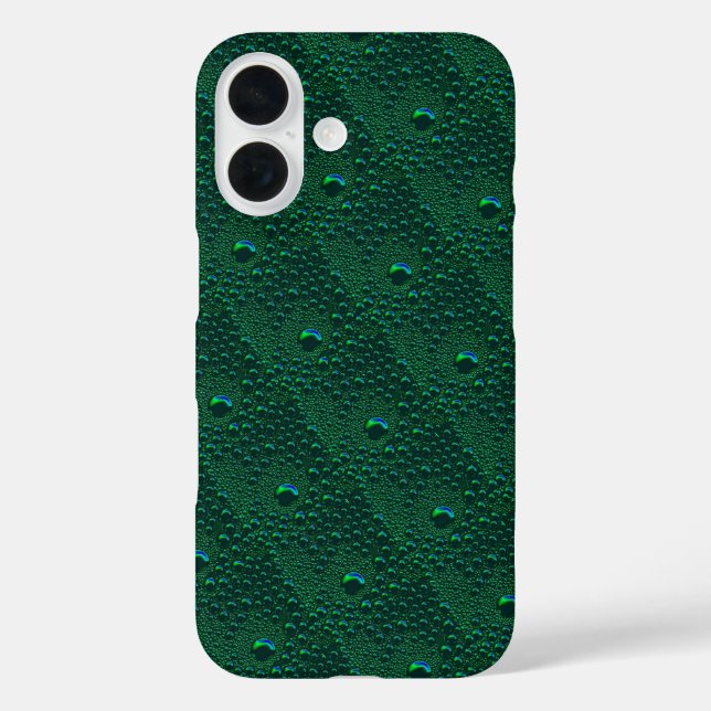 Funda iPhone 16 Gotas de agua en metal verde (Reverso )