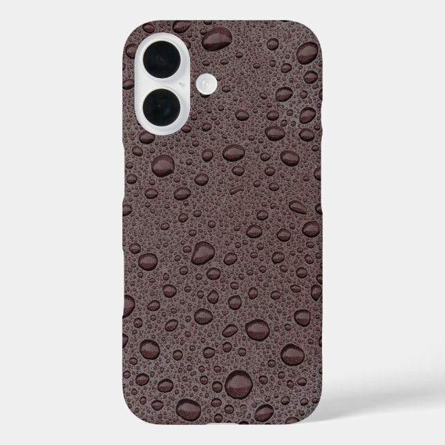 Funda iPhone 16 gotas de agua marrón granate (Reverso )