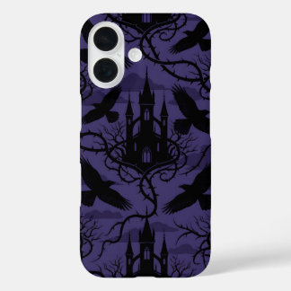 Funda iPhone 16 Gothic Raven & Thorn Castle Pattern Phone Case