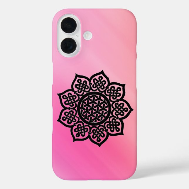 Funda iPhone 16 GOTHIC SUN Black Pink Celtic Knots (Reverso )