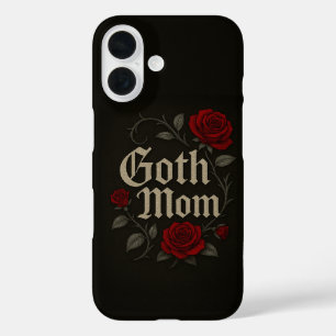 Funda iPhone 16 Gótico Mamá Rosa Rojo Floral Típografía victoriana
