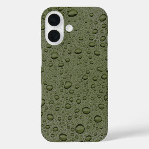 Funda iPhone 16 Gotitas de agua verde oliva