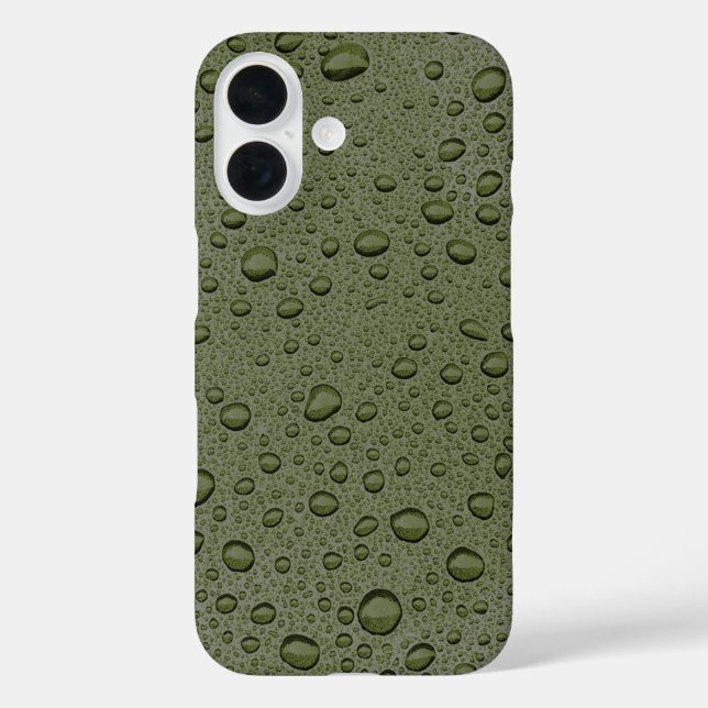 Funda iPhone 16 Gotitas de agua verde oliva (Reverso )