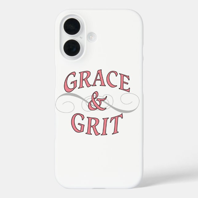 Funda iPhone 16 Grace y Grit en rosa y gris (Reverso )