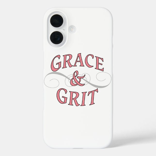 Funda iPhone 16 Grace y Grit en rosa y gris (Reverso )