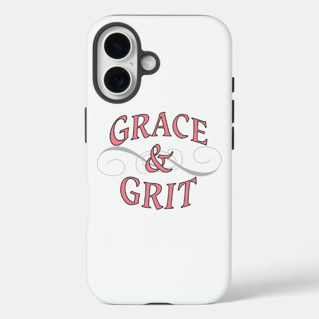 Funda iPhone 16 Grace y Grit en rosa y gris (Reverso )