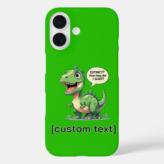 Funda iPhone 16 Gracioso Personalizado de Dinosaurios Sleepy Texto (Reverso )