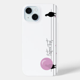Funda iPhone 16 Graciosos pájaros de bubblegum en blanco alambrado