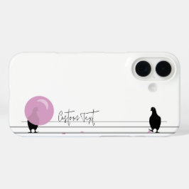 Funda iPhone 16 Graciosos pájaros de bubblegum en blanco alambrado