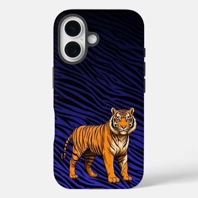 Funda iPhone 16 Gradient Tiger Pattern with Tiger  (Reverso )
