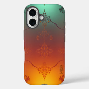 Funda iPhone 16 Gradiente de Naranja Verde azulado del atardecer m