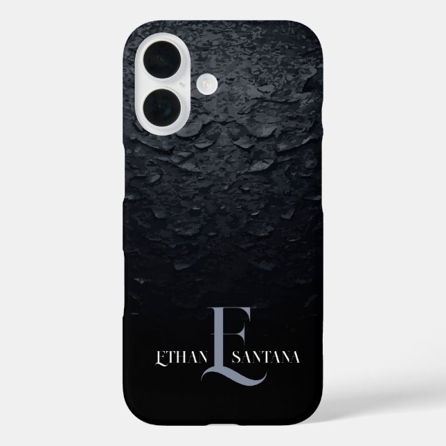 Funda iPhone 16 Gradiente negro de nombre personalizado (Reverso )
