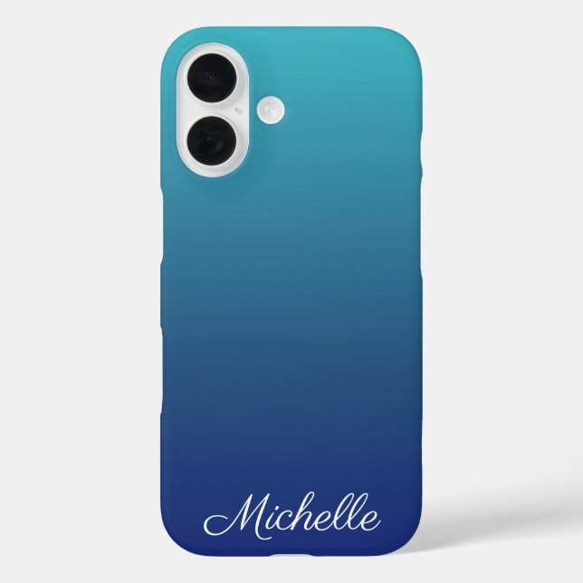 Funda iPhone 16 Gradiente ombre azul personalizado (Reverso )