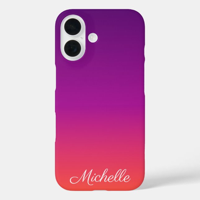 Funda iPhone 16 Gradiente ombre de púrpura, rosa y naranja (Reverso )