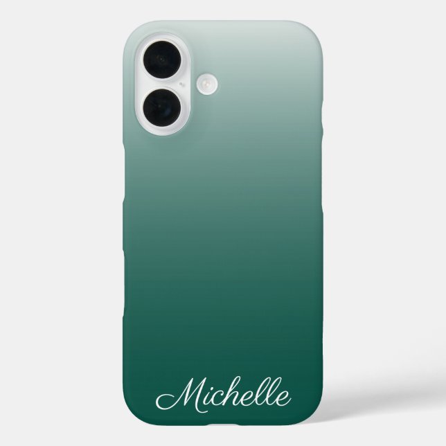 Funda iPhone 16 Gradiente ombre verde personalizado (Reverso )